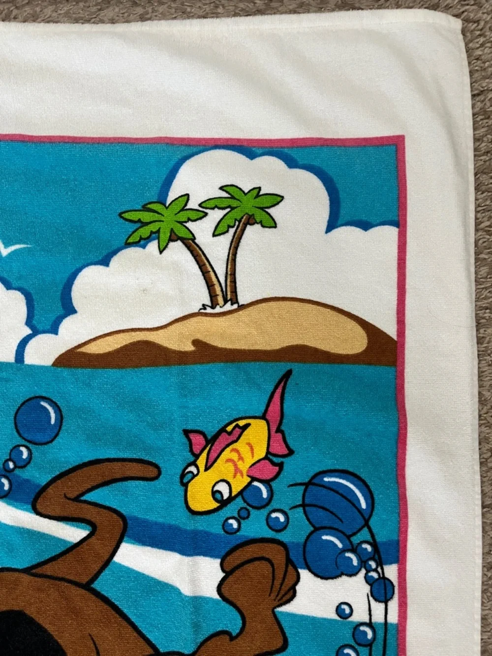 Vintage 2002 Scooby-Doo Underwater Beach Towel Cartoon Network Karsten Brazil